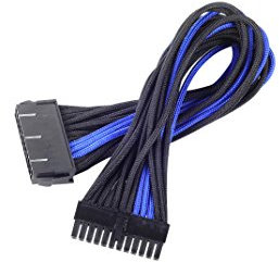 SilverStone SST-PP07-MBBA - cavo di estensione sleevato Motherboard 24pin a 24pin, 30cm, nero/blu
