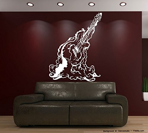 Sunnywall Wandtattoo Gitarre Country Rock Heavy Metal Smoke Rauch Qualm Rotbraun (Dunkelrot) Gr2