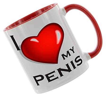 I love my Penis Kaffeetasse mit Motiv, Tasse mit Druck, auch individuell mit Spruch, Foto, Wunschtext, Wunschname (Rot)