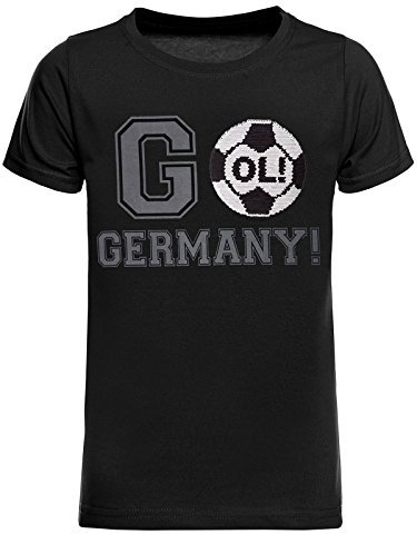 BEZLIT Jungen WM T-Shirt GO Germany EM 2024 Deutschland Wende-Pailletten 22687 Schwarz Größe 128 cm