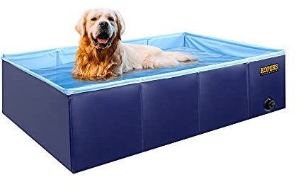 KOPEKS Rechteckige Badewanne für den Außenbereich, tragbar, faltbar, groß, 109,2 x 68,6 cm, Blau