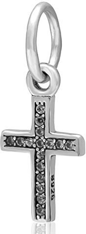 925 Sterling Silber Kreuz Charm Christlicher Charm Keep Faith Charm Jahrestag Charm für Pandora Bettelarmband (A)