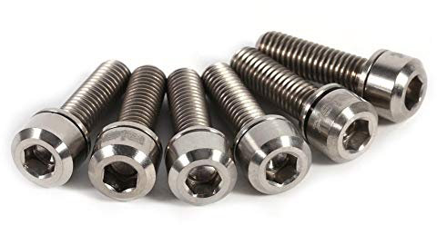 Alomejor 6 Stücke Fahrrad Stem Schraube Titan Legierung Konische Schrauben Screw Top Bolzen mit Unterlegscheiben Set für Berg Fahrrad vorbau()