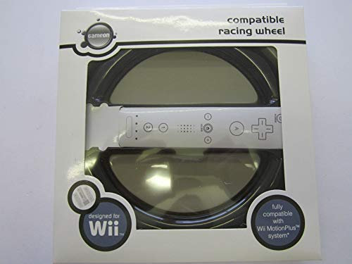 DIXIETREE Replacement GameOn Wii/MotionPlus Compatable Black Racing Steering Wheel for Controller