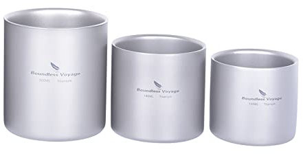 iBasingo Titan Becher 120ml 180ml 300ml 3 in 1 Reisen Doppelwandige Kaffee Trinkgeschirr Mini Isolierte Outdoor Camping Täglich Gebrauchtes Wandern Büro Tasse Leichtes Langlebiges Geschirr Ti3031D