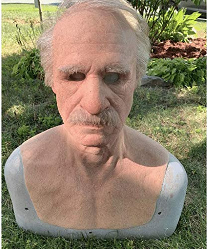 Nobrandd Un autre vieil homme délicat, le vieil homme aîné masque sans menton, couvre-chef pour mascarade Halloween fête décor réaliste Costumes vieux en Latex (A)