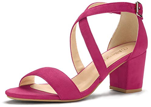 Allegra K Sandales à Talon carré pour Femmes Rose Rosa 36