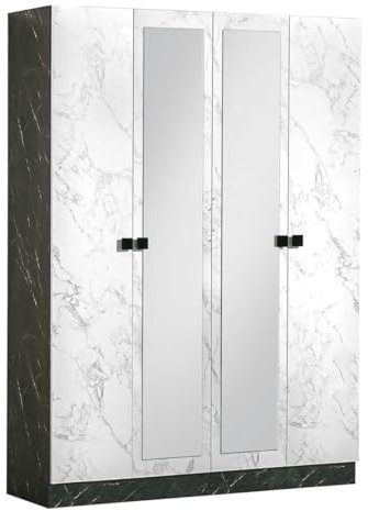 AltoBuy RAKHAM - Armoire 4 Portes avec Miroir Central