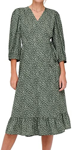 ONLY Damen Onlolivia WVN Noos 3/4 Wrap Midi Dress Kleid, Balsam Green, M EU