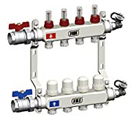 Heizkreisverteiler 2-12 Heizkreise Stellantrieb Fußbodenheizung manueller Entlüfter, Heizkreise:4 Heizkreise