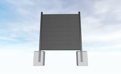 Gartenwelt Riegelsberger WPC Steckzaun Sichtschutz Zaun Gartenzaun Komplettset | 1 Zaunelement 180x180cm anthrazit + 2 Pfosten anthrazit | zum Einbetonieren
