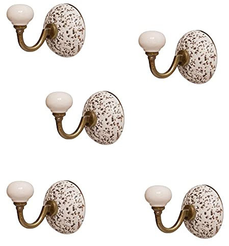 Knober ED14 X 5 5 X Garderobenhaken aus Edelstahl und Keramik. Handbemalt.