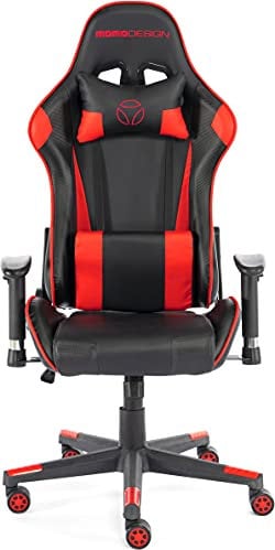 Momodesign MD-GC005A-KR sedia gaming Nera, Finiture Rosse