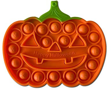 KUNSTIFY Happy Halloween Pop It - Deko und Fidget Toy Antistress Spielzeug für Erwachsene und Kinder (Orange Kürbis)