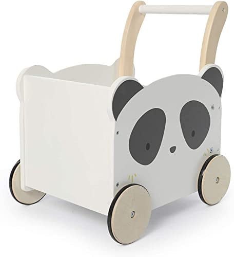 labebe Kinder Lauflernwagen Holz, Baby Panda Lauflernhilfe Mit Stauraum für 1-3 Jahre,Gehfrei/Laufwagen/Toddler Push & Pull Toys/Spielzeug/Kinderwagen/Activity Babywalker