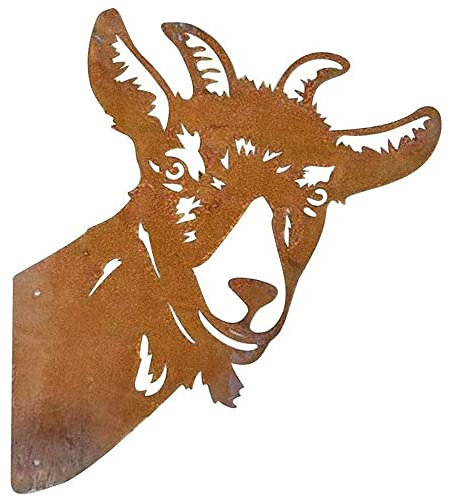 SEABABOO Rostdeko FüR Garten Ziegen Gartendeko Figur Baumstecker Stahldesign Ziegen Gartenstecker Edelrost Rost-Figur Rostdeko FüR Draussen Gartendeko Aus Rost-Metall Farm Peeping Sheep Mit Schraube