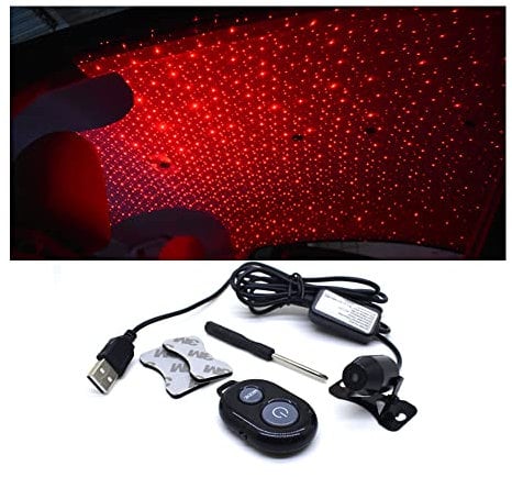 NUZAMAS Red Star Projector Night Light USB Car Roof Lights, Flashing Romantic Interior Plug and Party Play with Wireless and Music Control, AUTO Vehicle Truck RV Boat Caravans Lights TV Home Decorate