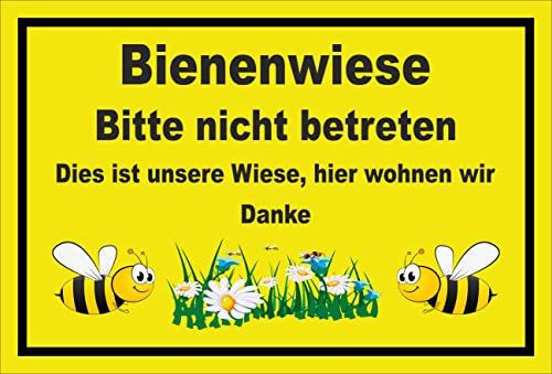 Melis-Folienwerkstatt Schild Bienen-Wiese Nicht betreten 30x20cm - 3mm Aluverbund – 20 VAR S00359-238-C