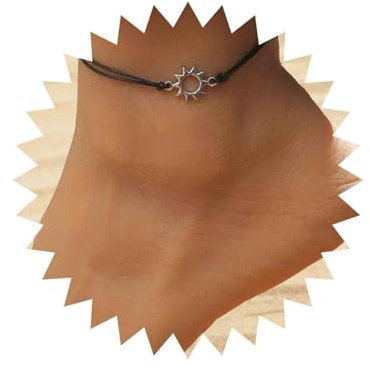 Cimenexe Böhmische Sonne Fußkettchen Schwarz Gewebtes Seil Knöchelarmband Silber Sonnenschein Kette Fußkettchen Verstellbar Wachs Fußkettchen Sommer Strand Fußkette Schmuck Für Frauen Und Mädchen