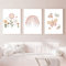 EXQULEG 3er Set Wandbilder Kinderzimmer Babyzimmer Poster,Regenbogen Sonne Wolke Blumen und Schmetterlinge,Bilder DIN A4 Mädchen Jungen Boho Deko Dekoration (BDE)