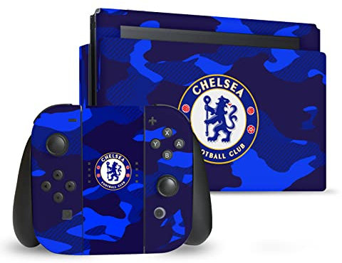 Head Case Designs Offizielle Chelsea Football Club Camouflage Kunst Vinyl Haut Gaming Aufkleber Abziehbild Abdeckung kompatibel mit Nintendo Switch Console & Dock & Joy-Con Controller Bundle