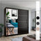 Modern Double Sliding Door Wardrobe 2 Mirrored Hanging Rails & Shelves Storage Cabinet for Bedroom (Black, 120cm)