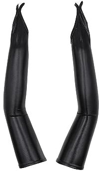 ZUYPSK Glänzend Fingerlose Damen Punk Handschuhe Metallic gedruckt Armstulpen Gogo Dessous Kostüm Zubehör Nachtclub Clubwear Party Accessories (Schwarz, Einheitsgröße)