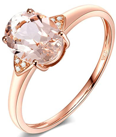 18 Karat Gold Ring, Verlobungsring Für Damen mit 1ct Oval Morganit Ringe Größe 54 (17.2)