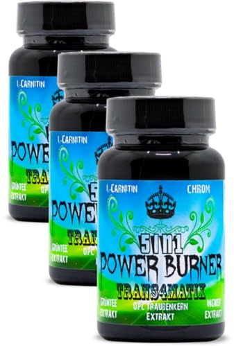 5in1 Power Burner, Grüntee, OPC, L-Carnitin, Ingwer, 3x je 60 Kapseln, 81g