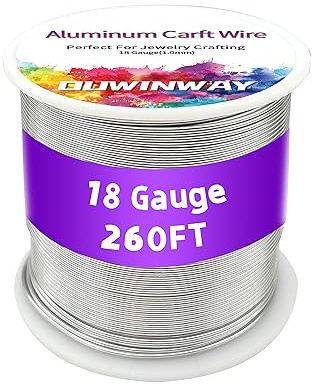 18Gauge Silver Aluminum Crafts Wire 260FT, for Jewelry Crafting, Gemstone Metal Coiling, Sculpting, Armature, Jewelry Making Beading Floral Soft DIY Metal Craft Art Wires Colored and Soft