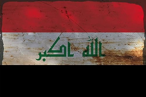 AGDeko® Blechschild Irak Flag Fahne Flagge of Iraq Rost Größe 30x20 cm