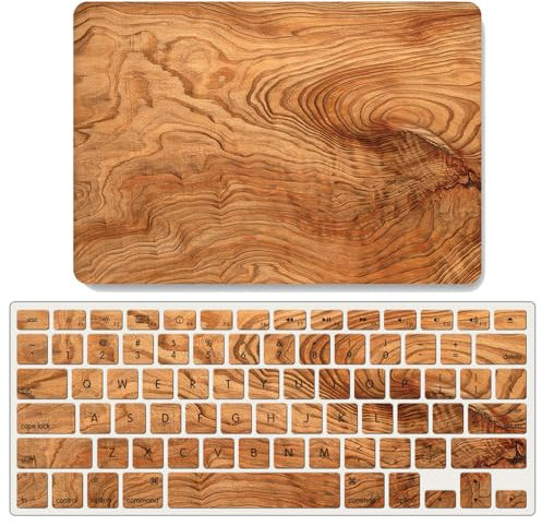 JZ Wood Grain Fall Für MacBook Air 15 with M2 (Models: A2941) Hartschalenkoffer mit Keyboard Cover Set - E