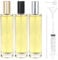 Omsscun 3Pcs Glass Perfume Spray Bottle 100ml, Empty Glass Perfume Atomiser, Small Clear Portable Perfume Refill Bottles for Travel, Holiday, Gifts (Gold, Silver and Black Caps)
