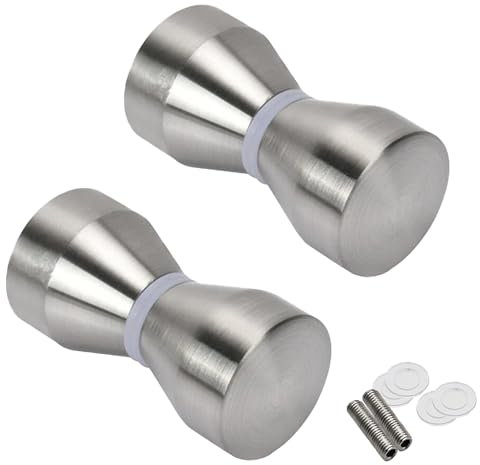 Tirador para Puerta de Ducha 2 Piezas Tirador Puerta Mampara Ducha Cristal Tirador Puerta Corredera Baño Pomo de Acero Inoxidable 304 Cepillado para 6-18MM Puerta de Baño Cocina Oficina
