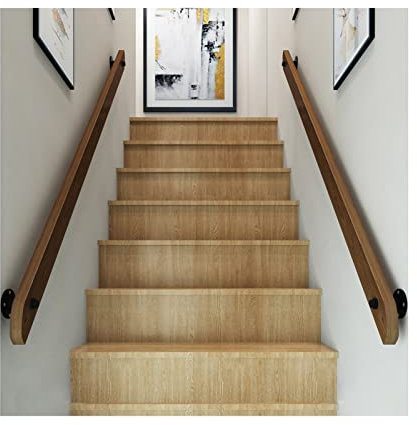 Treppenhandlauf, Handlauf-Komplettset aus Naturholz, Handläufe für Innentreppen, rutschfeste Treppenhandläufe, Haltegriff für Treppen für ältere Menschen, an der Wand befestigte Korridor-Lof