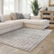 Interiyou Teppich Wohnzimmer Cannes - 280x380 cm Grau - Für Schlafzimmer, Esszimmer, Kinderzimmer - Kurzflorteppich skandinavisches Boho Muster - Hoch-Tief Effekt - Flach mit Geometrischem Muster