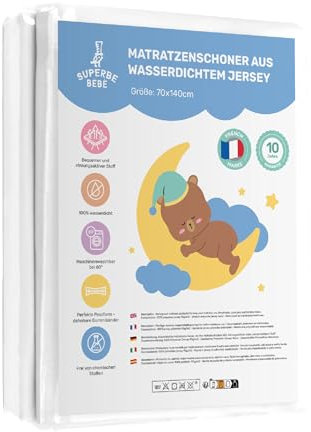 Matratzenschoner 70x140 wasserdichte Matratzenauflage - Bettunterlagen - Baby Bed Cover - wasserdichte Betteinlage - Wasserdichter Matratzenschutz Mit 30cm Bonnet - Weiße Jersey Bettschutz Unterlage