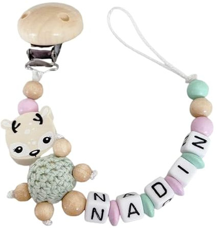 personalisierte gestaltetes Babygeschenk mit Namen für Mädchen oder Junge Baby Geschenk personalisiert zur Geburt & Taufe Große Farbauswahl Reh (Mint-Rosa)