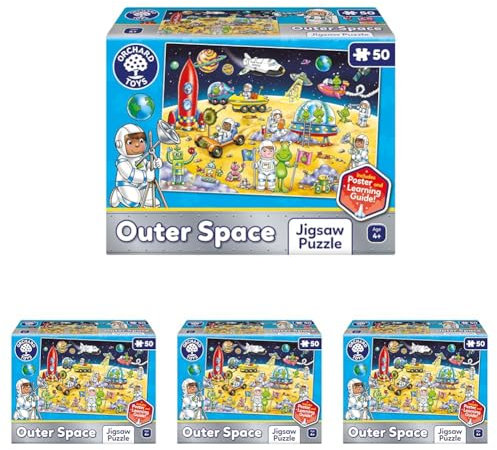 ORCHARD TOYS Outer Space Jigsaw Puzzle, An out of this world jigsaw puzzle, for Children Age 4+, Perfect For Space Fans, Family Game, Educational Game Toy (Pack of 4)