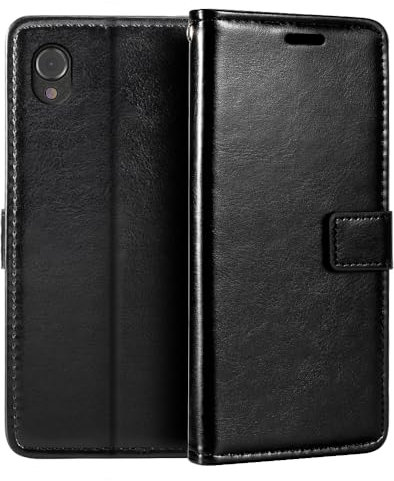 PU Leder Handyhülle Kompatibel mit CAT S41, Klapphülle mit Kartenfächern, Magnetverschluss und Rundumschutz mit Standfunktion (Schwarz)