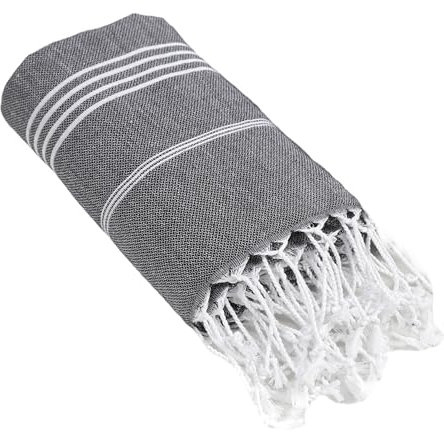 Heré Mood Strandtuch Hamamtuch Saunahandtuch Set - 1er & 2er Pack 100% Baumwolle - Hochwertiges Badetuch und Duschtuch - Picknickdecke, Extra Leicht (Schwarz)