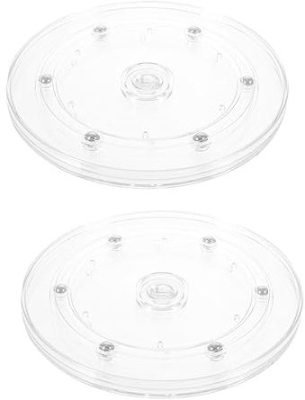 SHOWERORO 2 Stück Drehteller Drehbares Lagerregal Drehbares Tablett Küchenbedarf Lager Drehplatte Multifunktions Make Up Tablett Küchenaufbewahrung Organizer Tablett Rundes
