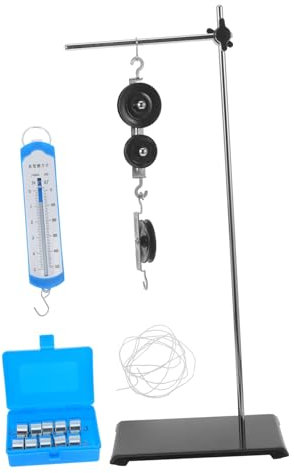CHILDWEET Flaschenzug Satz Für Physikexperimente Riemenscheiben Lehrmittel Mit Halterung Kraftmessgerät Und 10x50g Gewichten Für Mechanische Experimente Und Wissenschaftsunterricht
