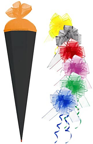 Schultüte - Rohling - schwarz Größenwahl 35 cm bis 100 cm incl. Schleife - mit Holzspitze - Zuckertüte ALLE Größen - Roth - zum Basteln, Bemalen und Bek..