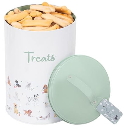 Smart Choice Dog Treat Tin Biscuit Storage Tin & Lid Pastel Green Puppy Food