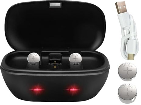 Rechargeable Hearing Aid Batteries and Battery Charger, Hearing Aid Charger Travel Case with 2 Pack 13 Batteries (Charger + 2 Pack 13 Batteries)