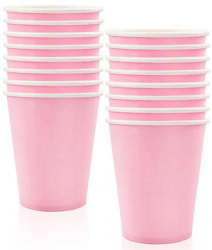 MORAINJAY 16 Pezzi Bicchieri Carta per Feste,9oz/250ml Rose Tazze Ecologici Carta di Usa e Getta,Bevande Calde e Fredde Bicchieri per Compleanno,Giardino,Ristorante e Matrimonio Decor