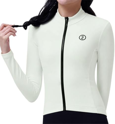 INBIKE Radtrikot Damen Langarm Fahrradtrikot Winter Laufen Running Jogging Fleece Thermo Trikot Fahrrad Rennrad MTB Mountainbike Shirt Fahrradbekleidung Weiß S