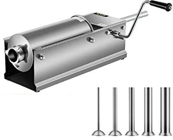 3L 5L 7L 7.8L Manueller Wurstfüller mit 5 Düsen Edelstahlfüllmaschine for Hot Dog Bratwurst Leistungsstärker und effizienter(7L 15LBS)