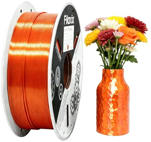Silk PLA Filament 1.75mm, Silk Shiny Coextrusion Filament, Compatible with Bambu LAB,Creality K1C,QIDI MAX3, FLASHFORGE Adventurer 5M, Prusa MK4 FDM 3D Printer,Red Copper,1KG